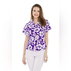 Hawaii Hangover Purple Hibiscus Hawaiian Shirt – Size L – NWT